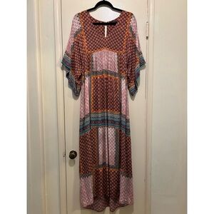 ZARA TRAFALUC Bohemian Multicolor Maxi Dress, Size Medium